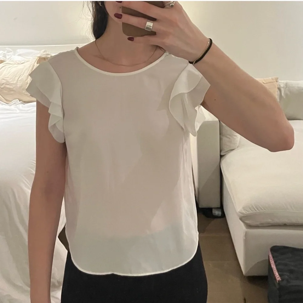 ARITZIA Sunday Best White Ruffle Top - Picture 2 of 7